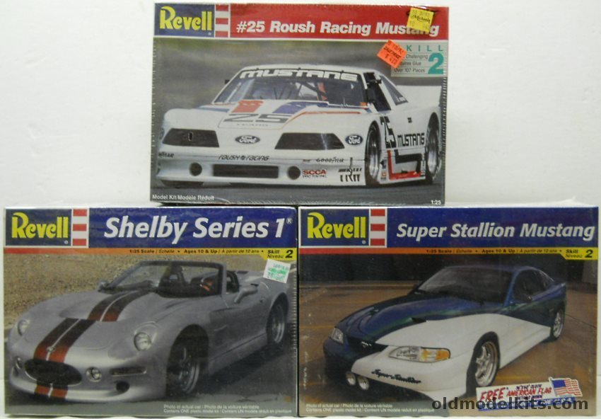 Revell 1/25 7195 25 Rouch Racing Mustang / 85-2534 Shelby Series 1 / 85-2571 Super Stallion Mustang plastic model kit